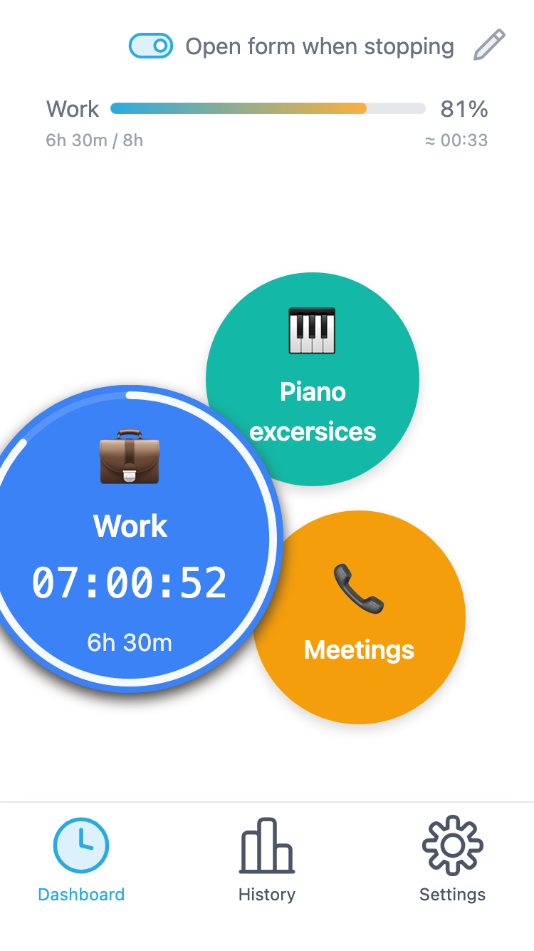LogFizz timer screen
